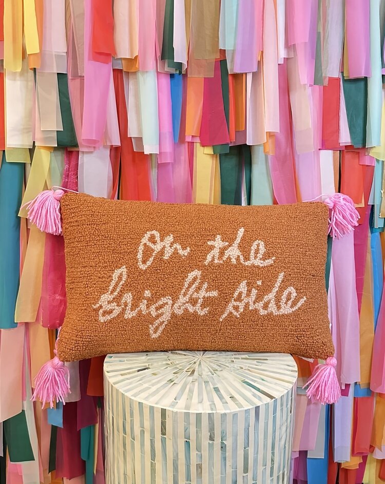 Peking Handicraft On The Bright Side Hooked Pillow w/ Tassels