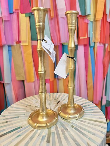 8 Oak Lane Gold Bamboo Candlestick Set