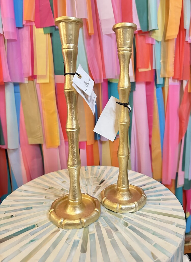 8 Oak Lane Gold Bamboo Candlestick Set