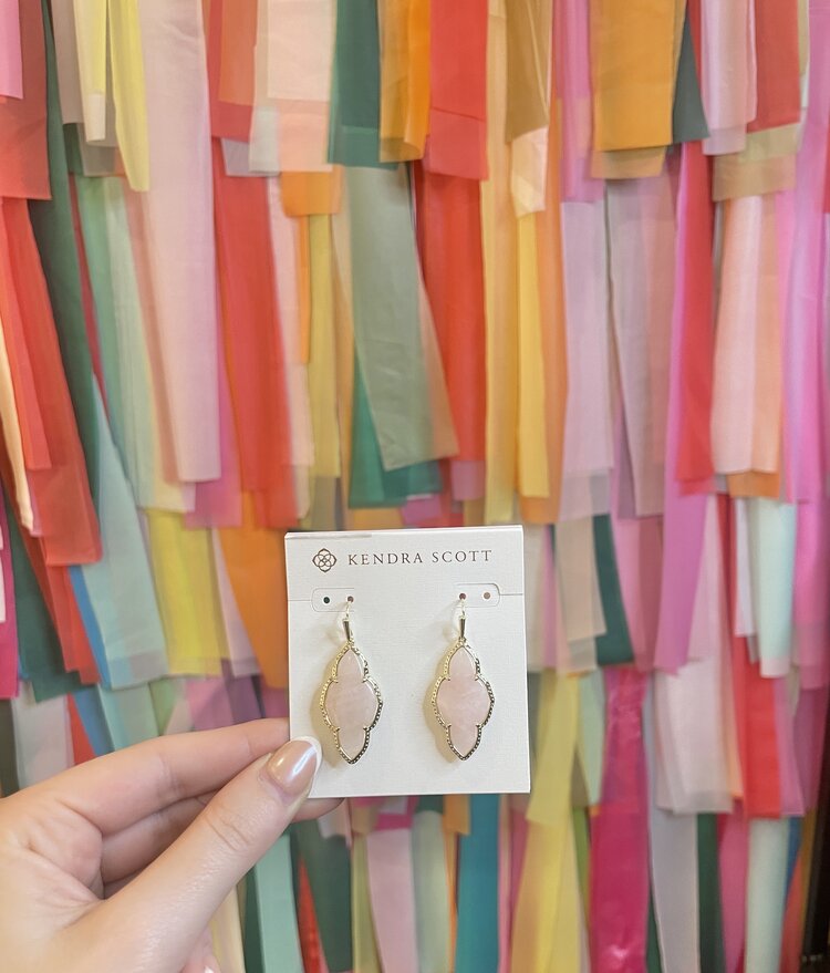 Kendra Scott Abbie Drop Earring Gold - Rose Quartz
