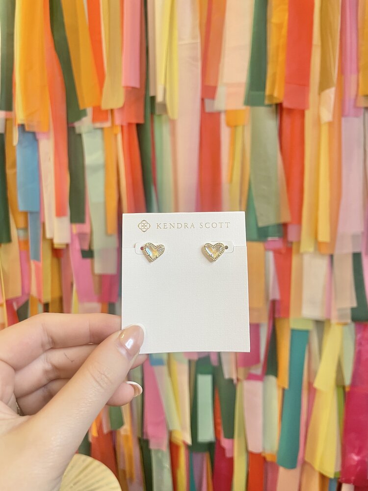 Kendra Scott Ari Heart Stud Earring Gold - Dichroic Glass