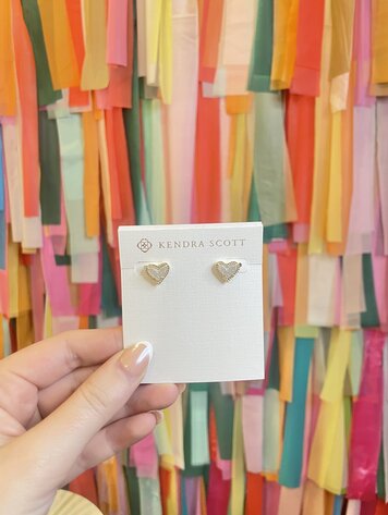 Kendra Scott Ari Heart Stud Earring Gold - Iridescent Drusy