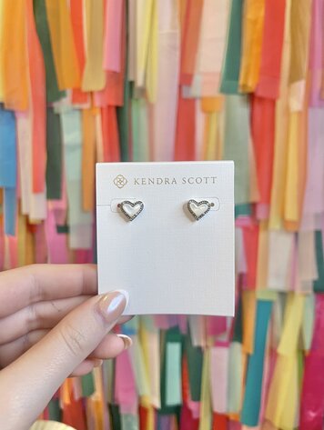 Kendra Scott Ari Heart Stud Earring Silver - Ivory Mop