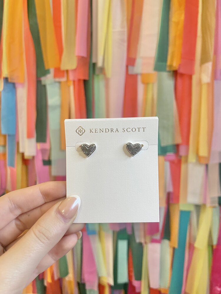 Kendra Scott Ari Heart Stud Earring Silver - Platinum Drusy