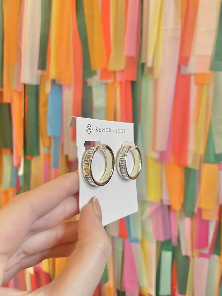 Kendra Scott Jack Hoop Earring Gold - Clear Crystal