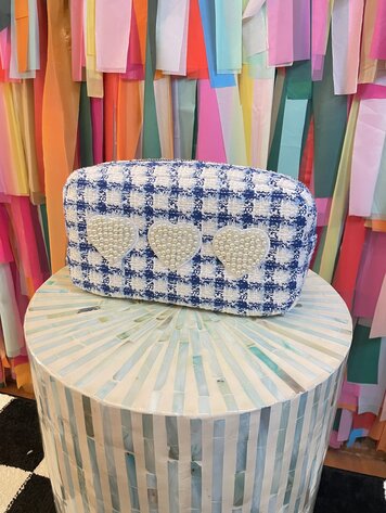 KenzKustomz Royal Blue Plaid Medium Bag - Hearts