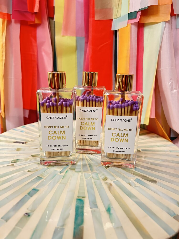 Chez Gagne Glass Bottle Matches - Calm Down