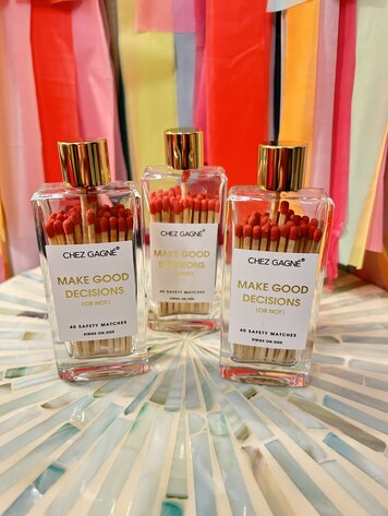 Chez Gagne Glass Bottle Matches - Make Good Decisions