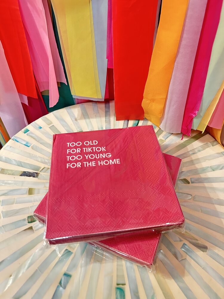 Chez Gagne Too Old for Tiktok Cocktail Napkin