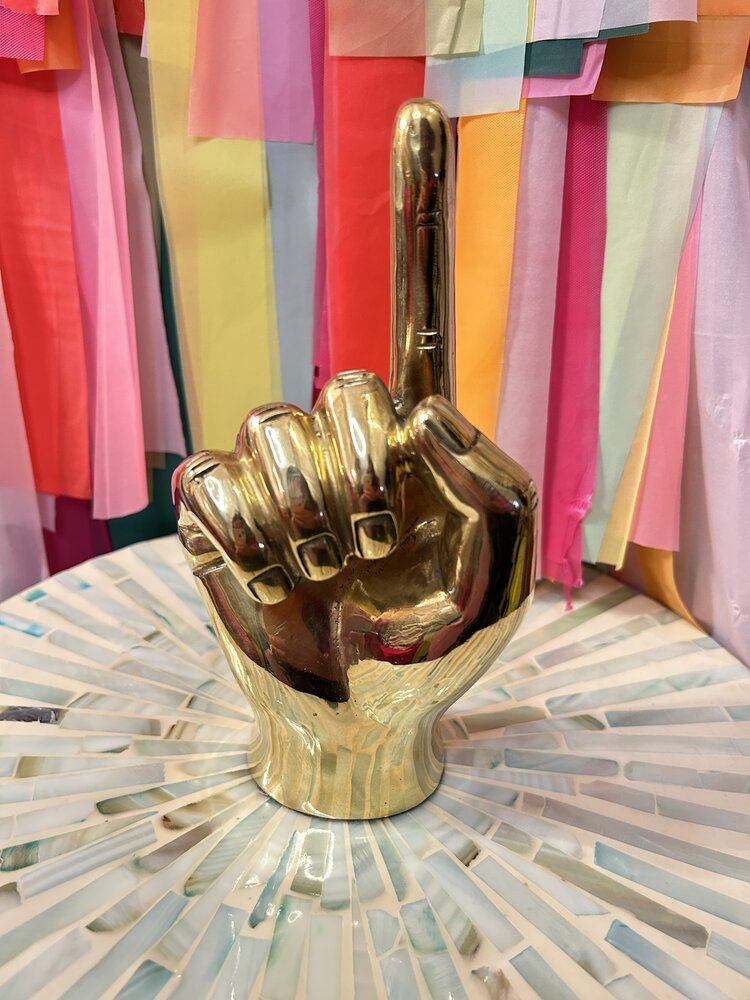 PRIZE Only One Hand Sign Sculpture in Brass