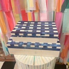 Sagebrook Blue Plaid Resin Decorative Box - Large