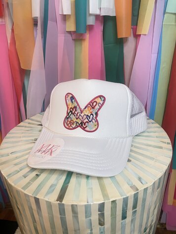 MK Decker Designs White Butterfly Trucker Hat