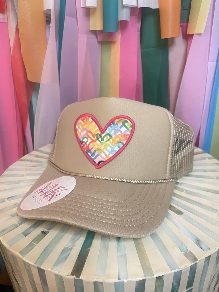 MK Decker Designs Khaki Heart Trucker Hat