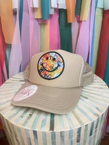 MK Decker Designs Khaki Smiley Trucker Hat
