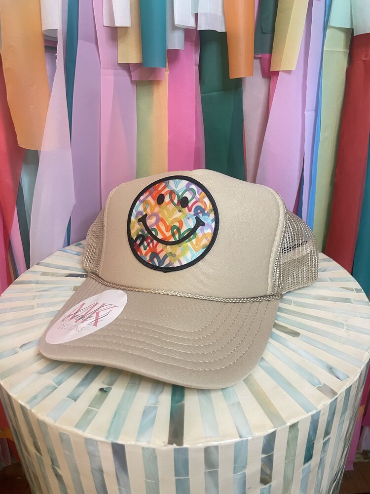 MK Decker Designs Khaki Smiley Trucker Hat