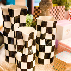 Alicja Ceramics Medium Black & White Checkered Vase