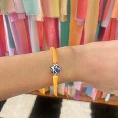 canvas Bali Blue & White Chinoiserie Bead Silicone Bracelet - Neon Orange