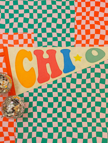 Duo Threads Rainbow Pennant Flag - Chi Omega