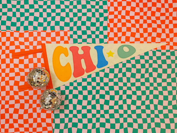 Duo Threads Rainbow Pennant Flag - Chi Omega