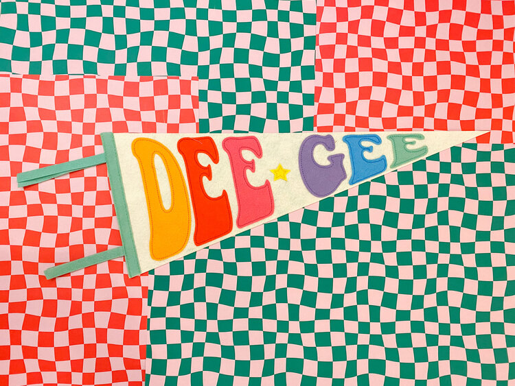 Duo Threads Rainbow Pennant Flag - Delta Gamma