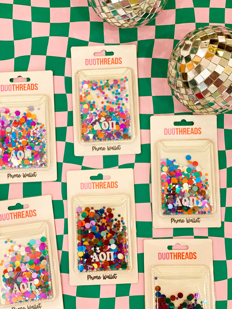 Duo Threads Confetti Phone Wallet - Alpha Omicron Pi