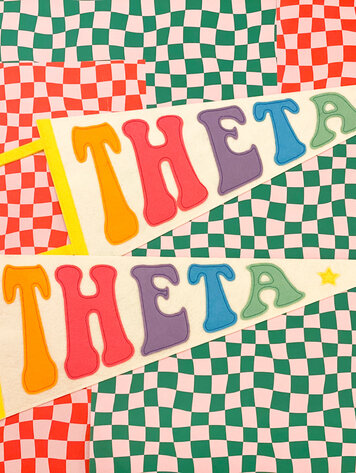 Duo Threads Rainbow Pennant Flag - Kappa Alpha Theta