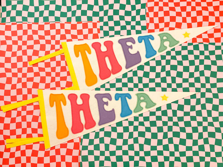 Duo Threads Rainbow Pennant Flag - Kappa Alpha Theta