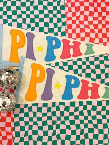 Duo Threads Rainbow Pennant Flag - Pi Beta Phi