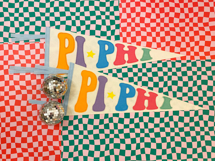 Duo Threads Rainbow Pennant Flag - Pi Beta Phi