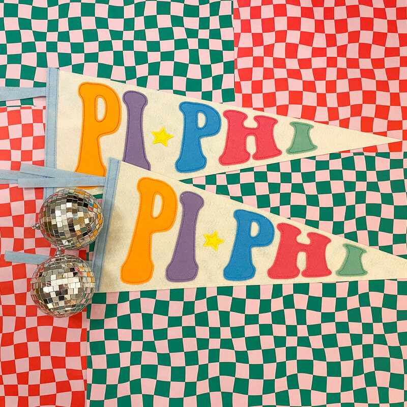 Duo Threads Rainbow Pennant Flag - Pi Beta Phi