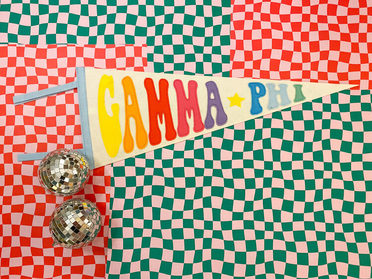 Duo Threads Rainbow Pennant Flag - Gamma Phi Beta