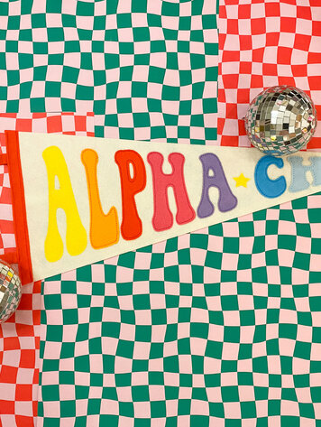 Duo Threads Rainbow Pennant Flag - Alpha Chi Omega