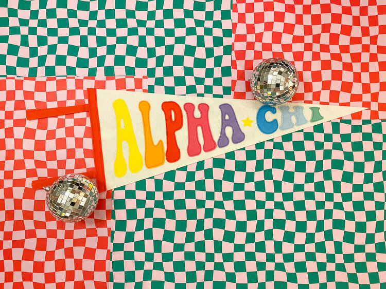 Duo Threads Rainbow Pennant Flag - Alpha Chi Omega