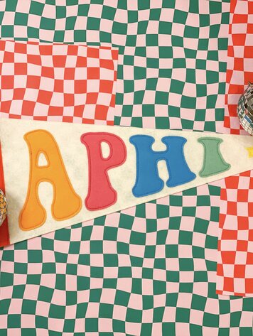 Duo Threads Rainbow Pennant Flag - Alpha Phi