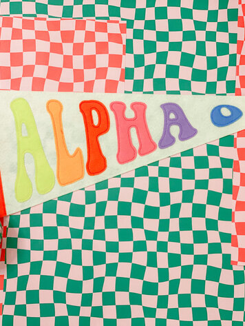 Duo Threads Rainbow Pennant Flag - Alpha Omicron Pi