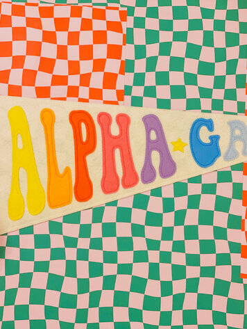 Duo Threads Rainbow Pennant Flag - Alpha Gamma Delta