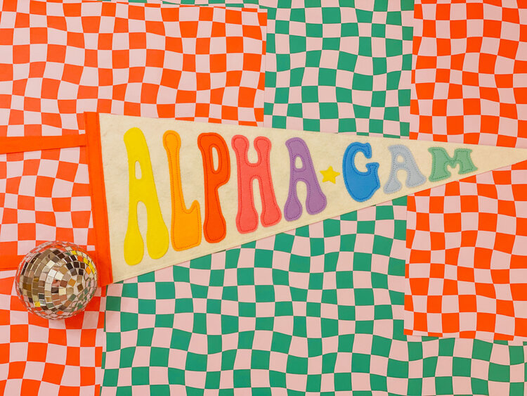 Duo Threads Rainbow Pennant Flag - Alpha Gamma Delta