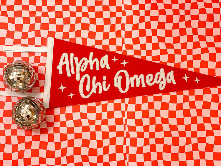 Duo Threads Stardust Pennant Flag - Alpha Chi Omega