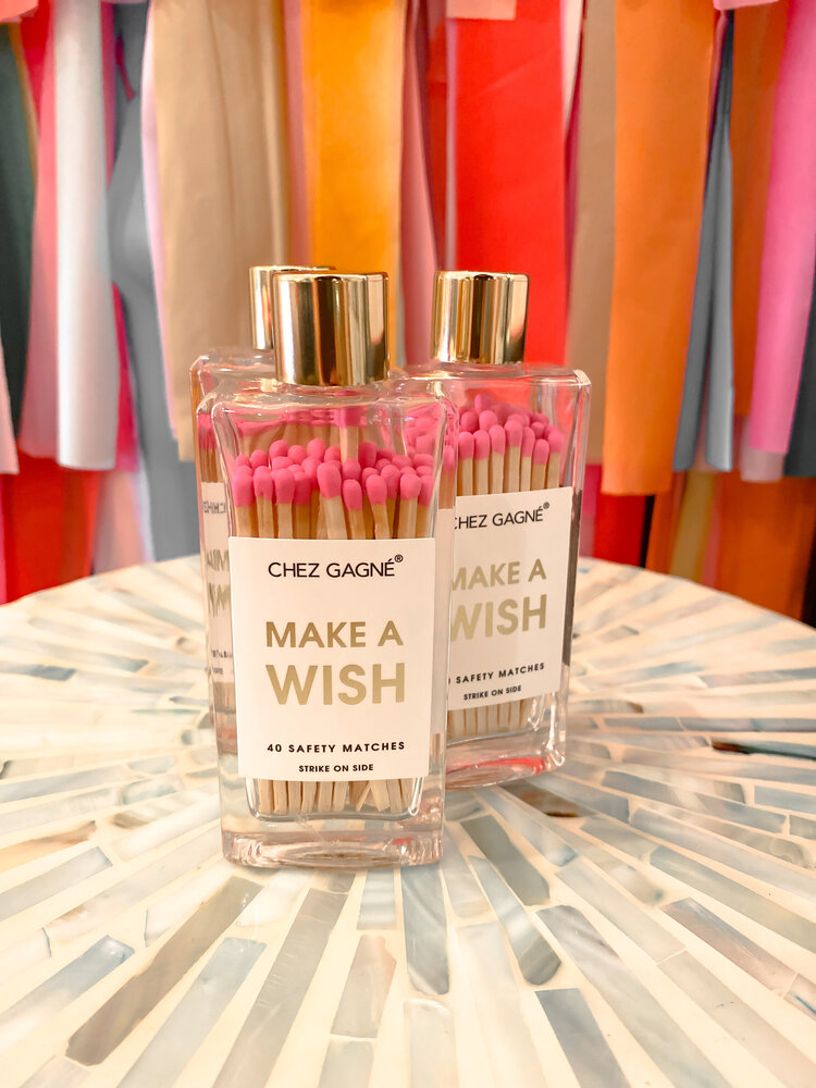 Chez Gagne Glass Bottle Matches - Make a Wish