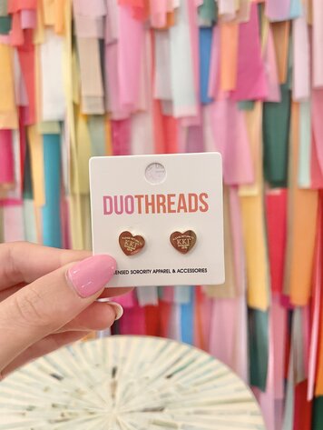 Duo Threads Sorority Heart Earrings - Kappa Kappa Gamma