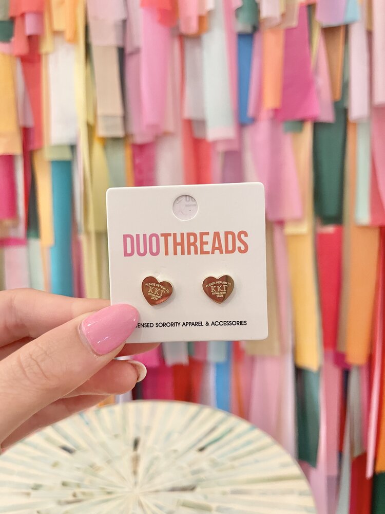 Duo Threads Sorority Heart Earrings - Kappa Kappa Gamma
