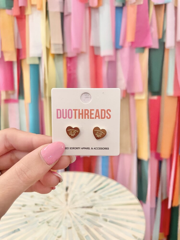 Duo Threads Sorority Heart Earring - Alpha Phi