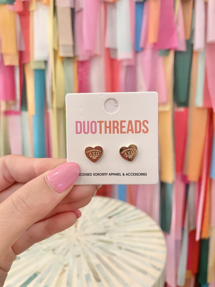 Duo Threads Sorority Heart Earrings - Alpha Chi Omega