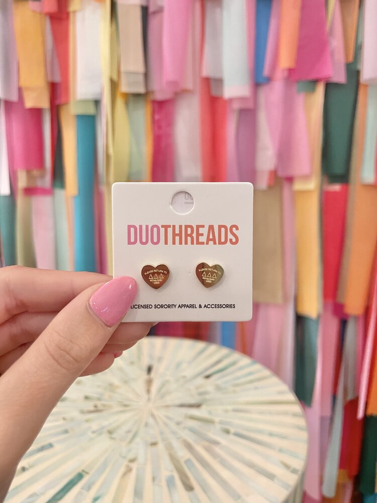 Duo Threads Sorority Heart Earrings - Delta Delta Delta