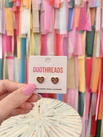 Duo Threads Sorority Heart Earrings - Gamma Phi Beta