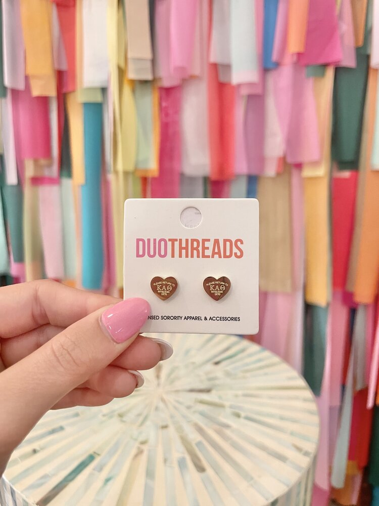 Duo Threads Sorority Heart Earrings - Kappa Alpha Theta