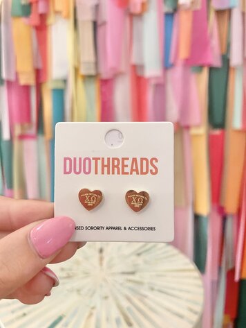 Duo Threads Sorority Heart Earrings - Chi Omega