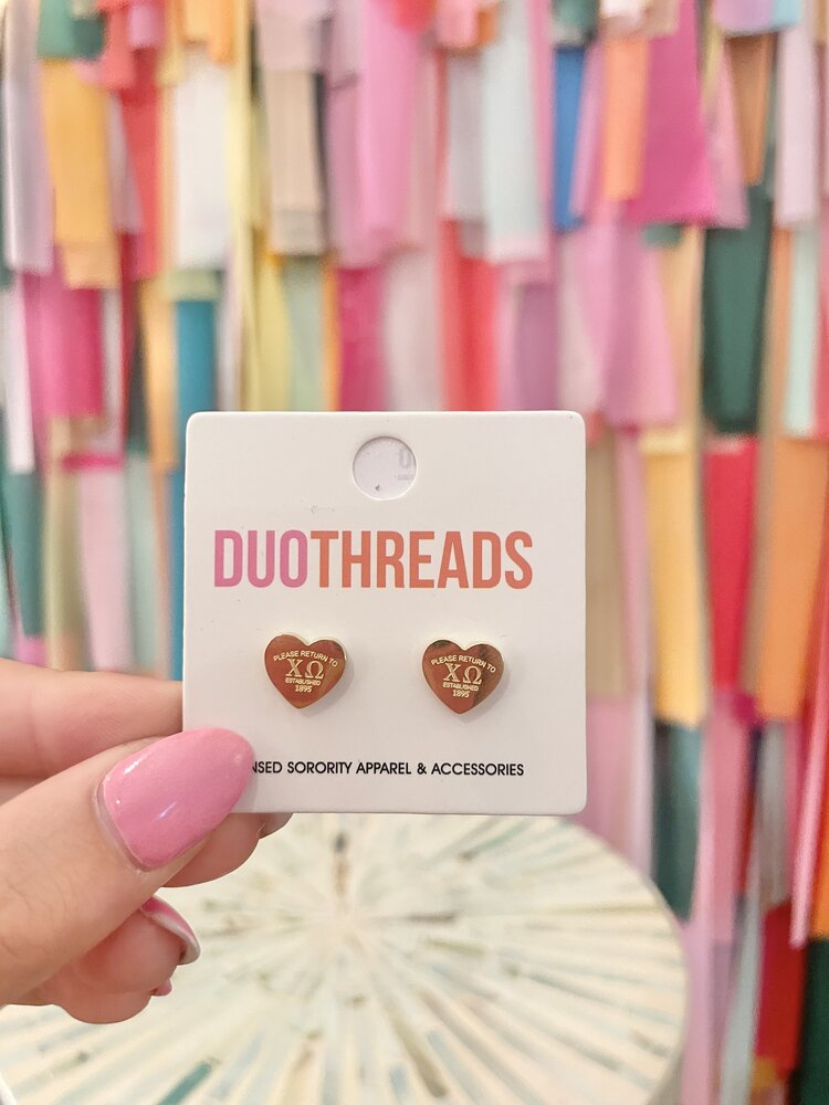 Duo Threads Sorority Heart Earrings - Chi Omega