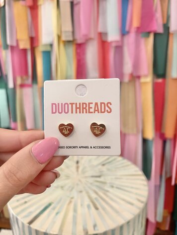 Duo Threads Sorority Heart Earrings - Delta Gamma