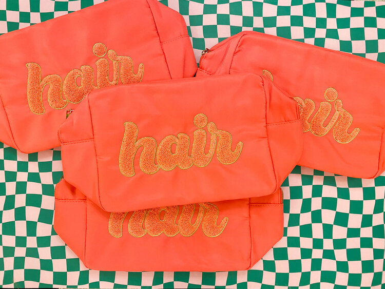 KenzKustomz Coral Embroidered Hair Bag - XL